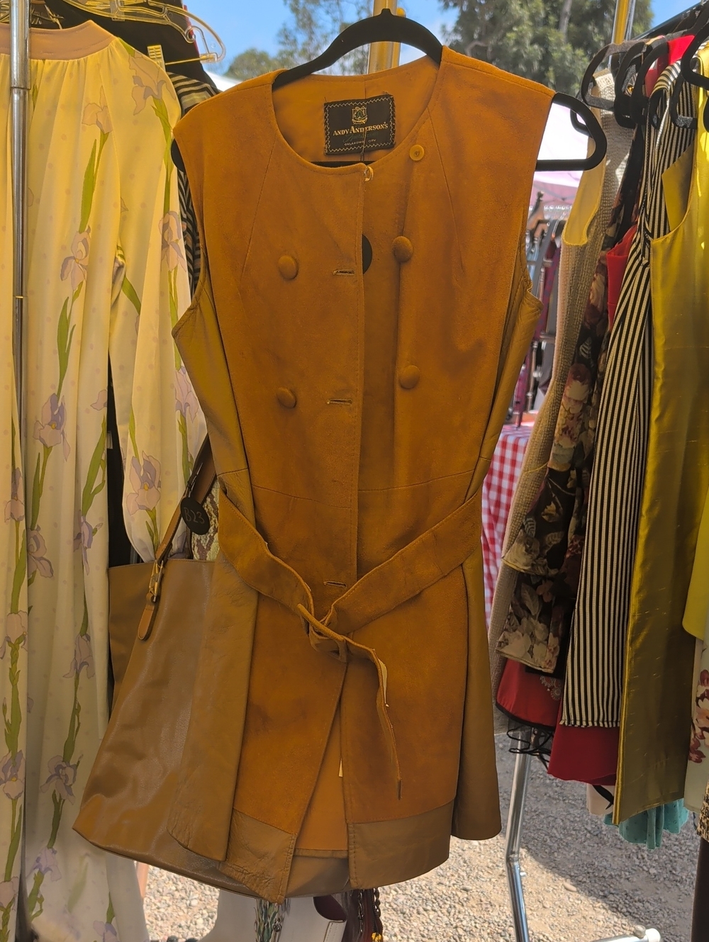 Aryn K Suede-Look Sleeveless Mini Dress in Mustard
